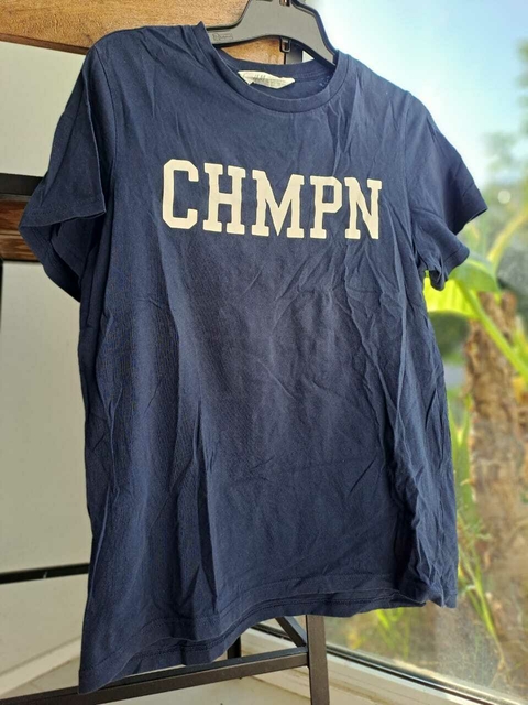 12/14A | Remera azul MC "CHMPN" - H&M - Talle 12 - 14 años