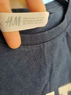 12/14A | Remera azul MC "CHMPN" - H&M - Talle 12 - 14 años en internet