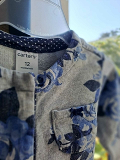 Buzo gris c flores azules - CARTERS - Talle 12 meses - comprar online