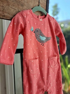 Pijama entero polar rosa c pajarito gris - CARTERS - Talle 12 meses en internet