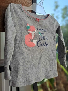 Remera ML gris c zorrito - CARTERS - Talle: 12 meses