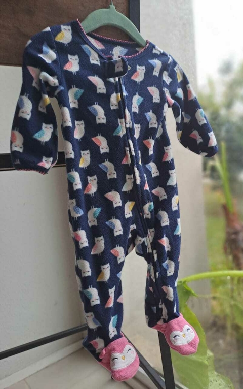 Pijama polar entero azul c buhos - CARTERS - Talle 6 meses