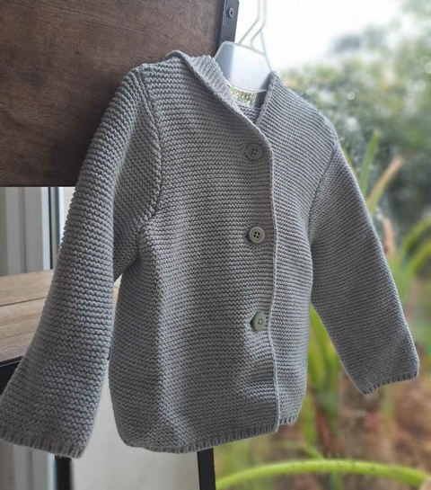 Sweater gris prendido capucha oso - baby GAP - Talle 6a12 meses