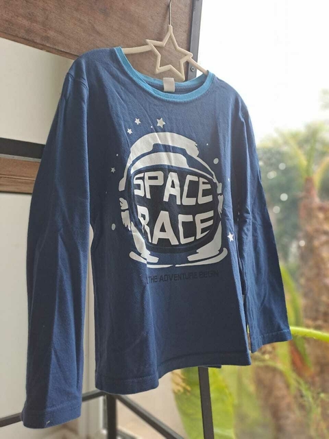 10A | Remera ML azul c letras bcas - CHEEKY - Talle 10 años