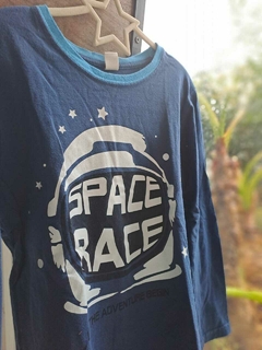 10A | Remera ML azul c letras bcas - CHEEKY - Talle 10 años - comprar online