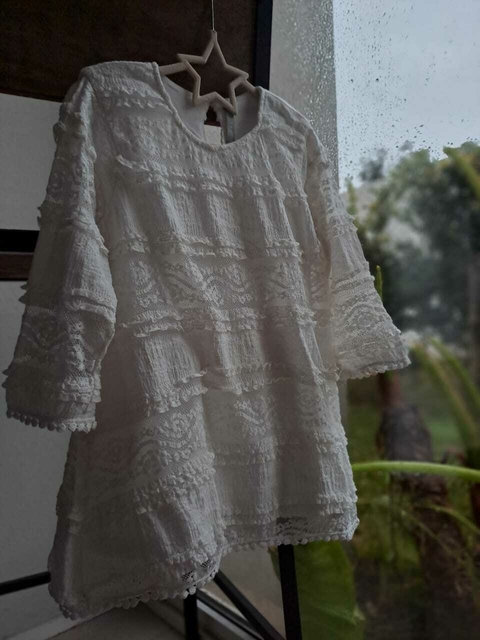 Vestido BLANCO >ML encaje forrado - MIMO - Talle 3 años