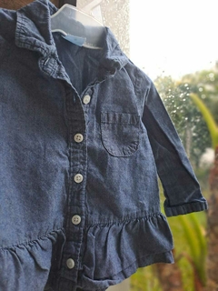 9M | Camisa de jean ML c volados abajo, azul - CARTERS - Talle 9 meses - comprar online