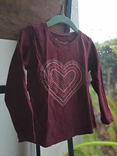 Remera violeta ML c corazon - PRIMARK - Talle 2-3 años