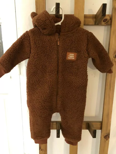 Enterito de corderito marrón con capucha. CHEEKY. 3/6 MESES. S/M de Cheeky.