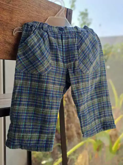 6M | Pantalon a cuadros verde y celeste - BLUE- Talle 6 meses