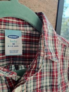 Camisa ML a cuadris rojo y azul - OLD NAVY - Talle 6 a 12 meses - comprar online
