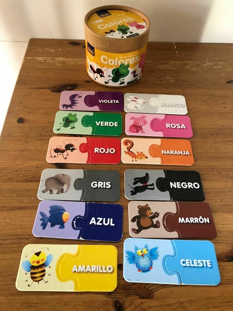 JUEGO- Aprendiendo los colores. Rompecabezas, dos piezas. 12 colores.