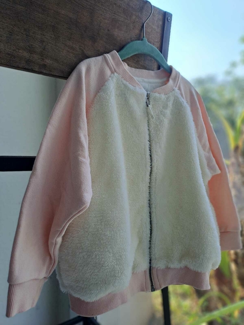Buzo blanco y rosa plush y algodon - ANAVANA - Talle 6 años
