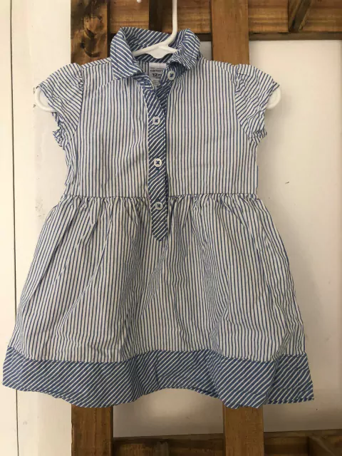 12M | Vestido a rayas azul. CARTERS. 12 meses.