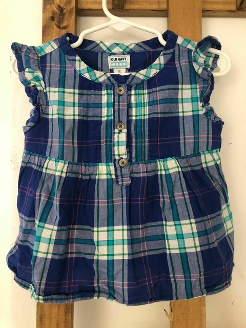 Blusa azul a cuadros. OLD NAVY. Talle 3 años.