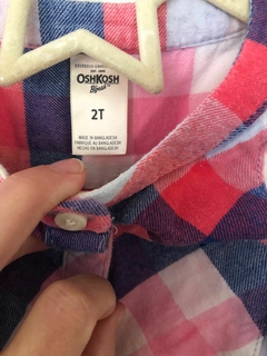 2A | Camisa ML a cuadros rosa y azul. OSHKOSH. Talle 2 años. - comprar online
