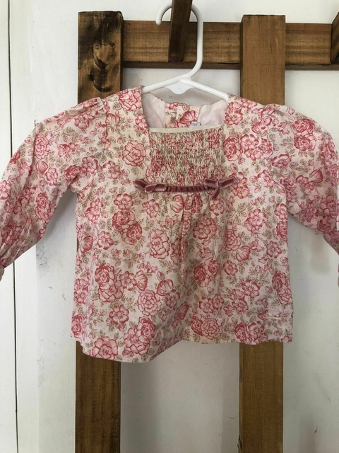 3M | Camisa/vestido ML con flores rosas, BABY COTTONS. 3 meses,