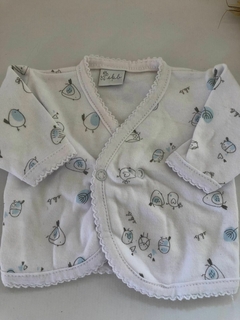 Batita blanca con pajaritos celeste. Recién Nacido- - comprar online