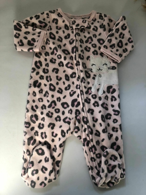 Enterito de polar rosa animal print con gatito. CARTERS. 3 meses.