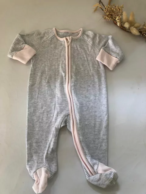 Enterito a rayas gris y rosa con cierre, Baby Coloky. Recién nacido. 1 mes.