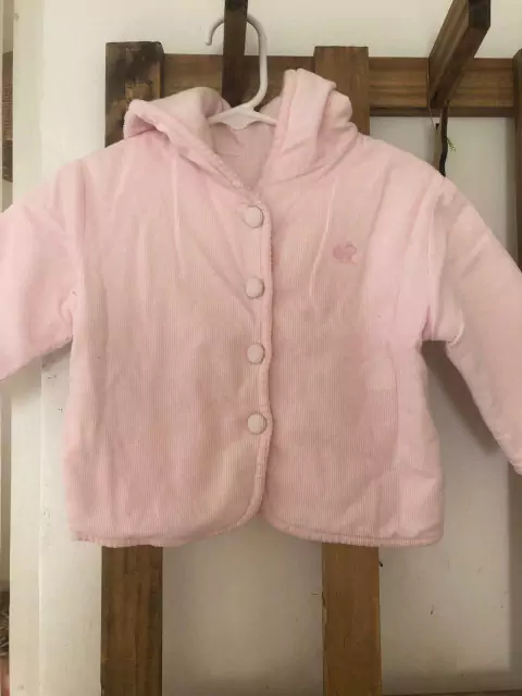 Campera rosa de corderoy y algodón con capucha. BABY COTTONS. 9 meses.