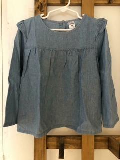 Camisa denim ML con volado. CARTERS. 4 meses. en internet
