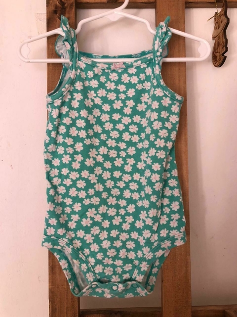 Body SM verde con flores. CARTERS. 18 meses.