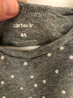 Remera gris MC con lunares blancos y dorados. CARTERS. 4 años. - comprar online