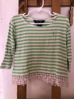 3A | Remera ML a rayas verde y blanco. POLO. 3 años. en internet