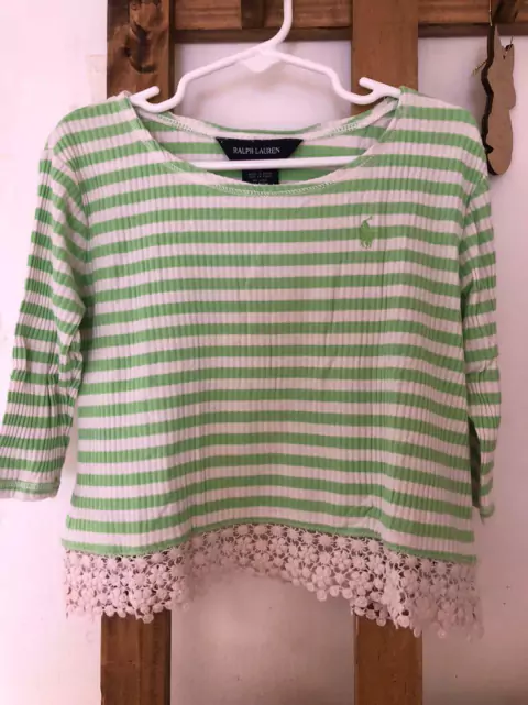 3A | Remera ML a rayas verde y blanco. POLO. 3 años.