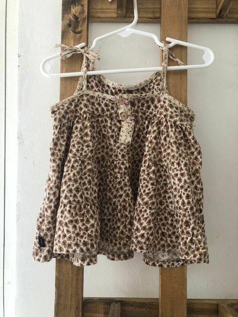 2A | Vestido de algodón animal print. Talle 2 años. Akiabara tiene talles chicos.