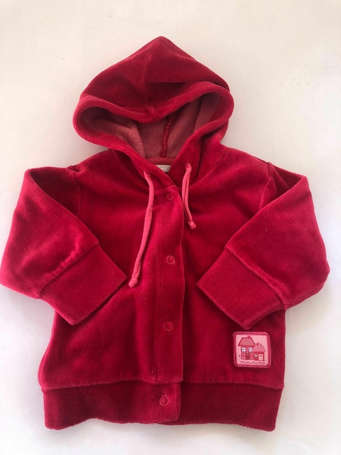 Buzo rojo con capucha. MIMO. 3 meses.