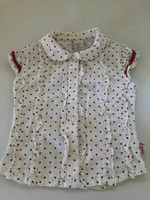 Camisa blanca con lunares rojos. MIMO. 12 meses.