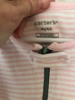 Pijama entero de algodón rosa con rayas y flor. CARTERS. 4 años. - comprar online
