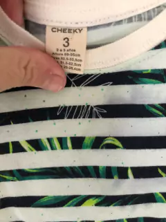 Remera MC a rayas con hojas verdes. CHEEKY. 3 años. en internet