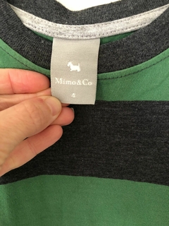 Remera ML a rayas verde y gris. MIMO. 4 años. - comprar online