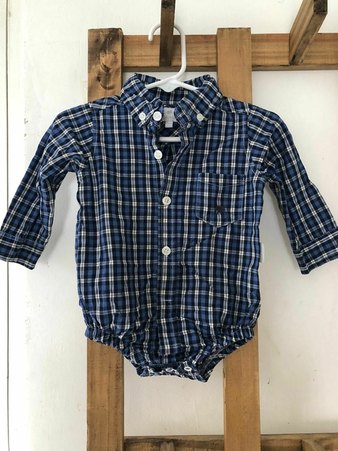 9M | Body camisa a cuadros azul. CANDE. 9 meses.