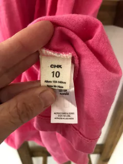 Vestido rosa con flores bordadas y breteles. CHEEKY. Talle 10 años. en internet