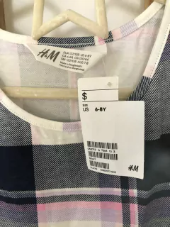 NUEVO- Vestido de algodón a cuadros. HYM. 6/8 años. - comprar online