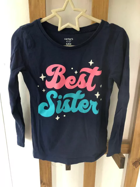 Remera azul ML Best Sister. CARTERS. 6 años.