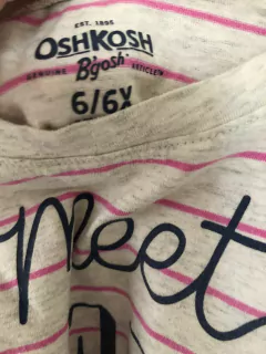 Remera ML con rayas rosas. "Meet me in Paris". OSHKOSH. 6 años. - comprar online