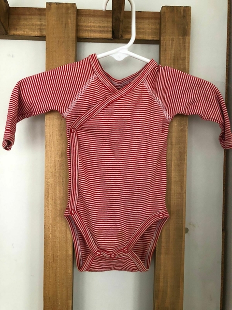 Body ML cruzado a rayas rojo. Recién Nacido.