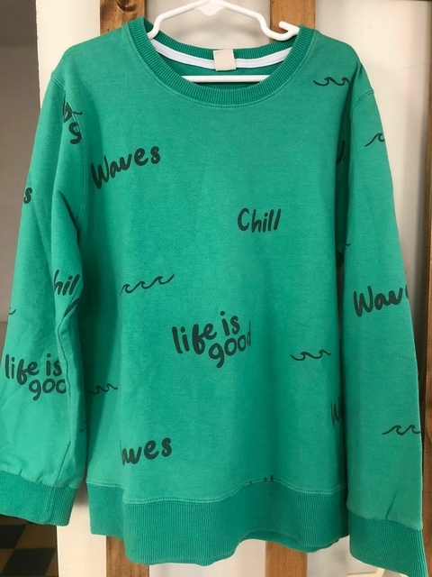Outlet- Buzo finito verde. CHEEKY. Talle 10.