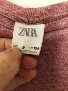Remera ML rosa con volados en mangas de lanilla. ZARA. 9 años. en internet