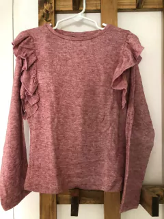 Remera ML rosa con volados en mangas de lanilla. ZARA. 9 años. - comprar online