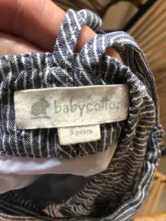 Vestido celeste con rayas blancas y tiritas regulables atrás. BABY COTTONS. Talle 3 años. - comprar online