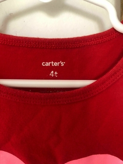 Remera ML roja con corazón Love rosa. CARTERS. 4 años. en internet