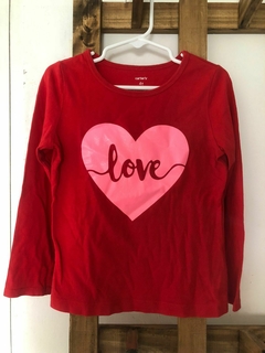 Remera ML roja con corazón Love rosa. CARTERS. 4 años. - comprar online