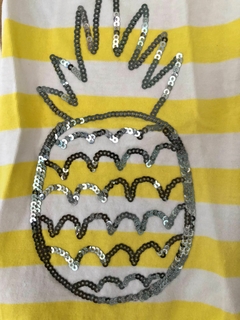 2A | Musculosa a rayas amarillas y blancas con anana de lentejuelas- MIMO. Talle 2. Como nueva. - comprar online