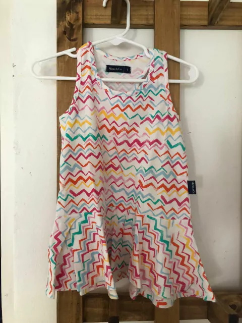 1A | Vestido de algodón sin mangas multi color. MIMO. Talle 1 año. Como nuevo.
